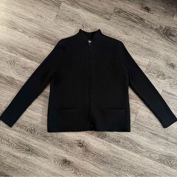 Eileen Fisher Wool Jacket with Ribbed Sleeves